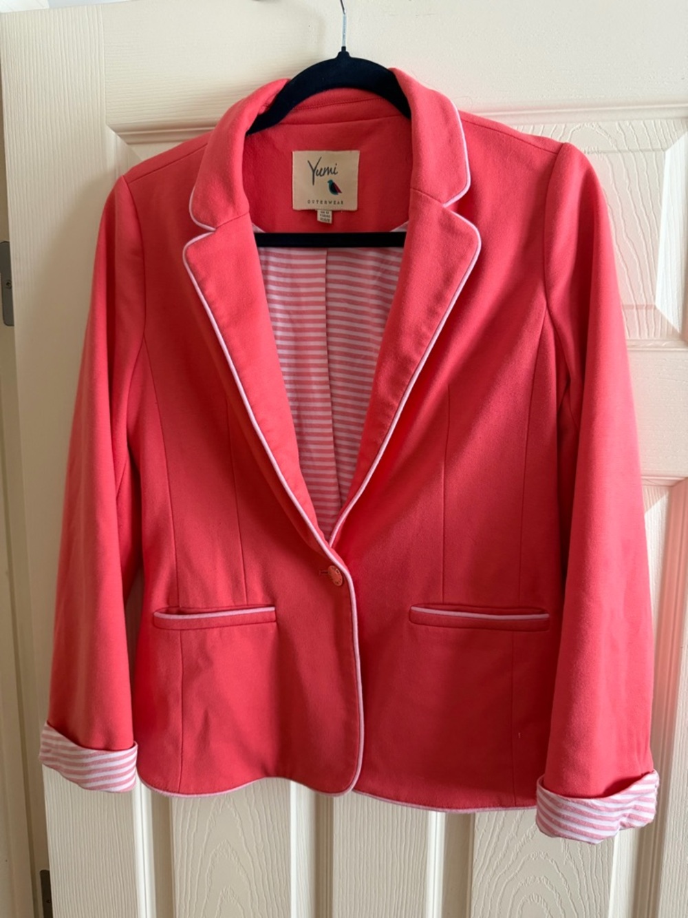 Umi Coral Pink Blazer with White Piping